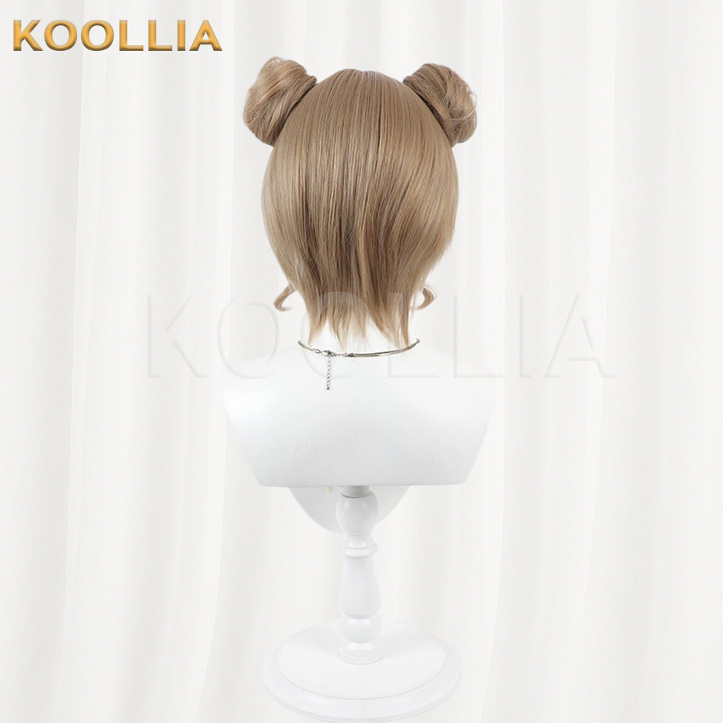 Maebashi Majo Kamiizumi Mai Wig Ash Brown Double High Buns Short Basic Wig