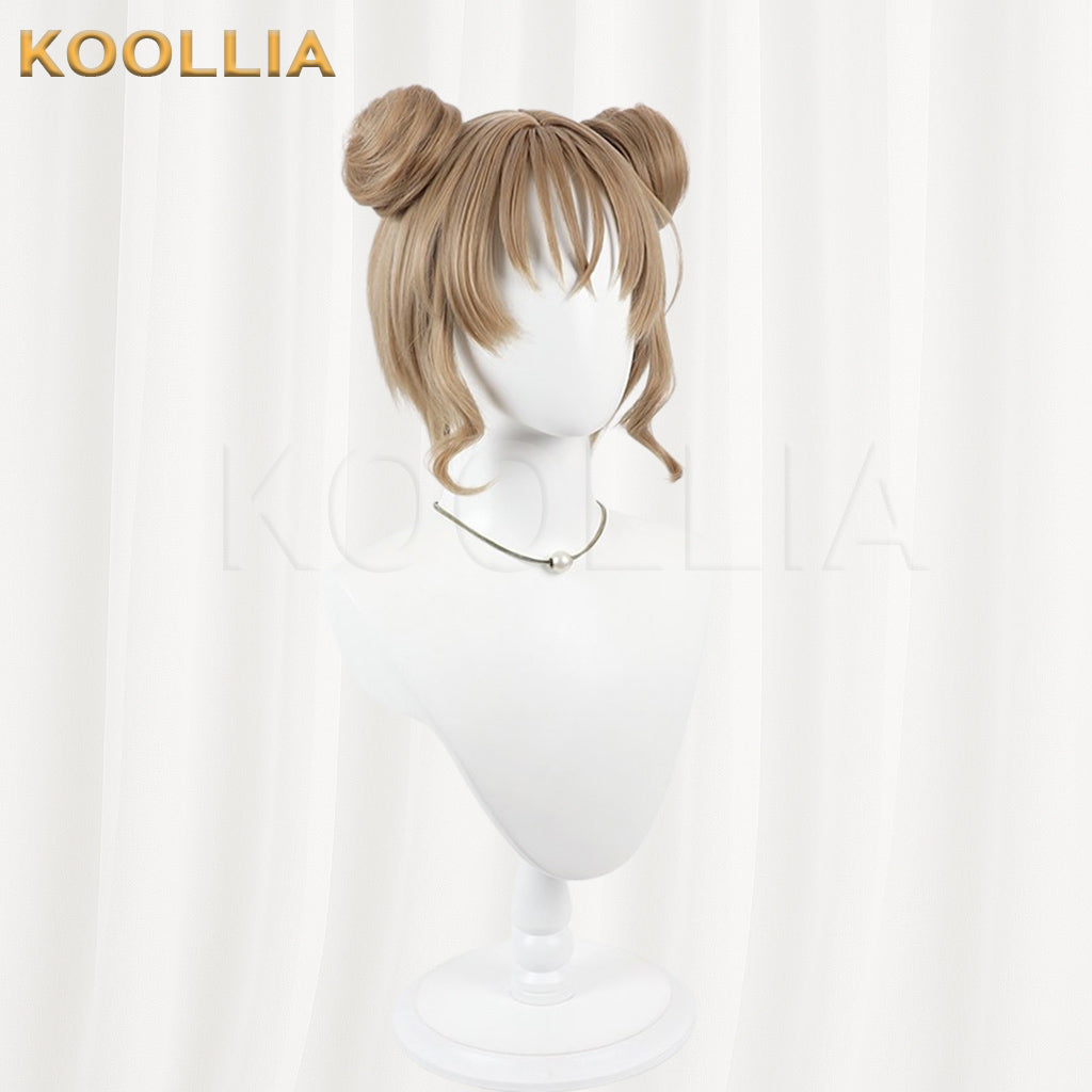 Maebashi Majo Kamiizumi Mai Wig Ash Brown Double High Buns Short Basic Wig