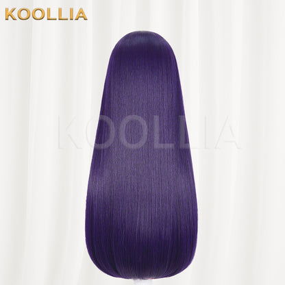 Overwatch Kiriko Wig Dark Purple Hot Pink Inner Hime Cut Long Straight Basic Wig