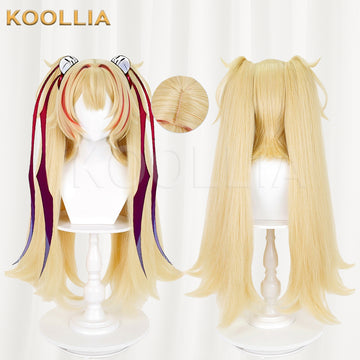 Zenless Zone Zero Koleda Wig Flint Light Cream Gold Thickened Corn-Styled High Ponytails Basic Wig