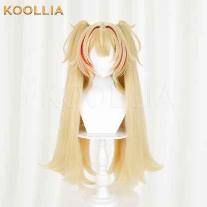 Zenless Zone Zero Koleda Wig Flint Light Cream Gold Thickened Corn-Styled High Ponytails Basic Wig