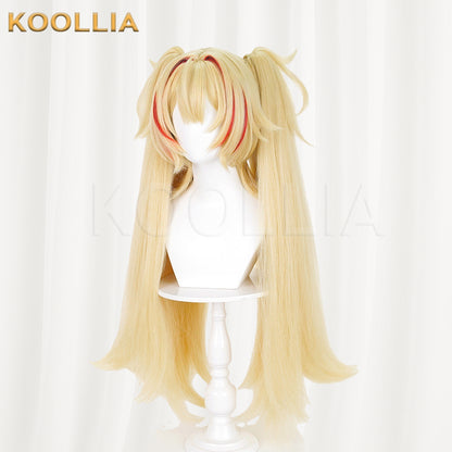 Zenless Zone Zero Koleda Wig Flint Light Cream Gold Thickened Corn-Styled High Ponytails Basic Wig