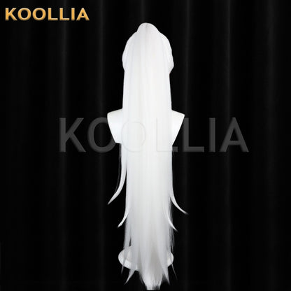 Underworld Messenger Left Hidari Wig Red‑White Two‑Tone Realistic Scalp Top Detachable Corn‑Textured Ponytail Basic Wig