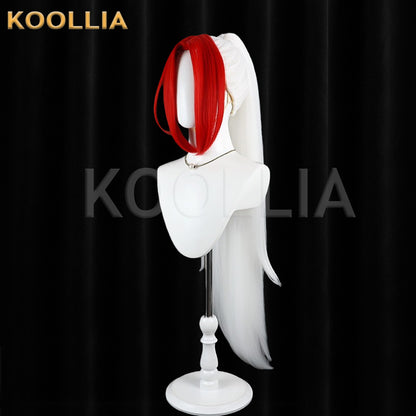 Underworld Messenger Left Hidari Wig Red‑White Two‑Tone Realistic Scalp Top Detachable Corn‑Textured Ponytail Basic Wig