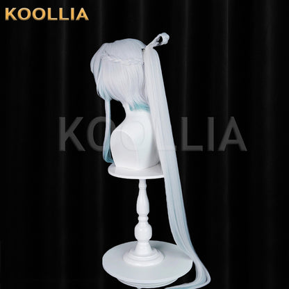 Arknights Endfield Li Zhiyan Wig Jue Tianshi Silver White Lake Blue Cyan Gradient High Ponytail Basic Wig