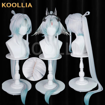 Arknights Endfield Li Zhiyan Wig Jue Tianshi Silver White Lake Blue Cyan Gradient High Ponytail Basic Wig