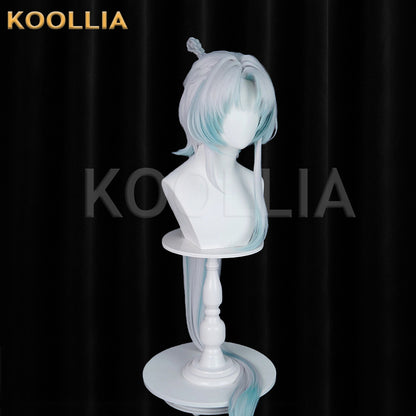 Arknights Endfield Li Zhiyan Wig Jue Tianshi Silver White Lake Blue Cyan Gradient High Ponytail Basic Wig