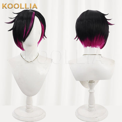 Twisted Wonderland Lilia Vanrouge Wig Black Magenta Short Basic Wig