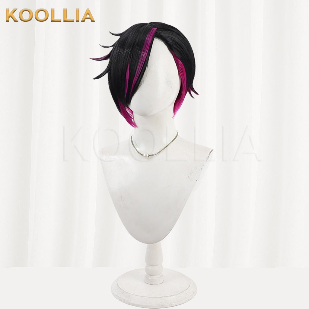 Twisted Wonderland Lilia Vanrouge Wig Black Magenta Short Basic Wig