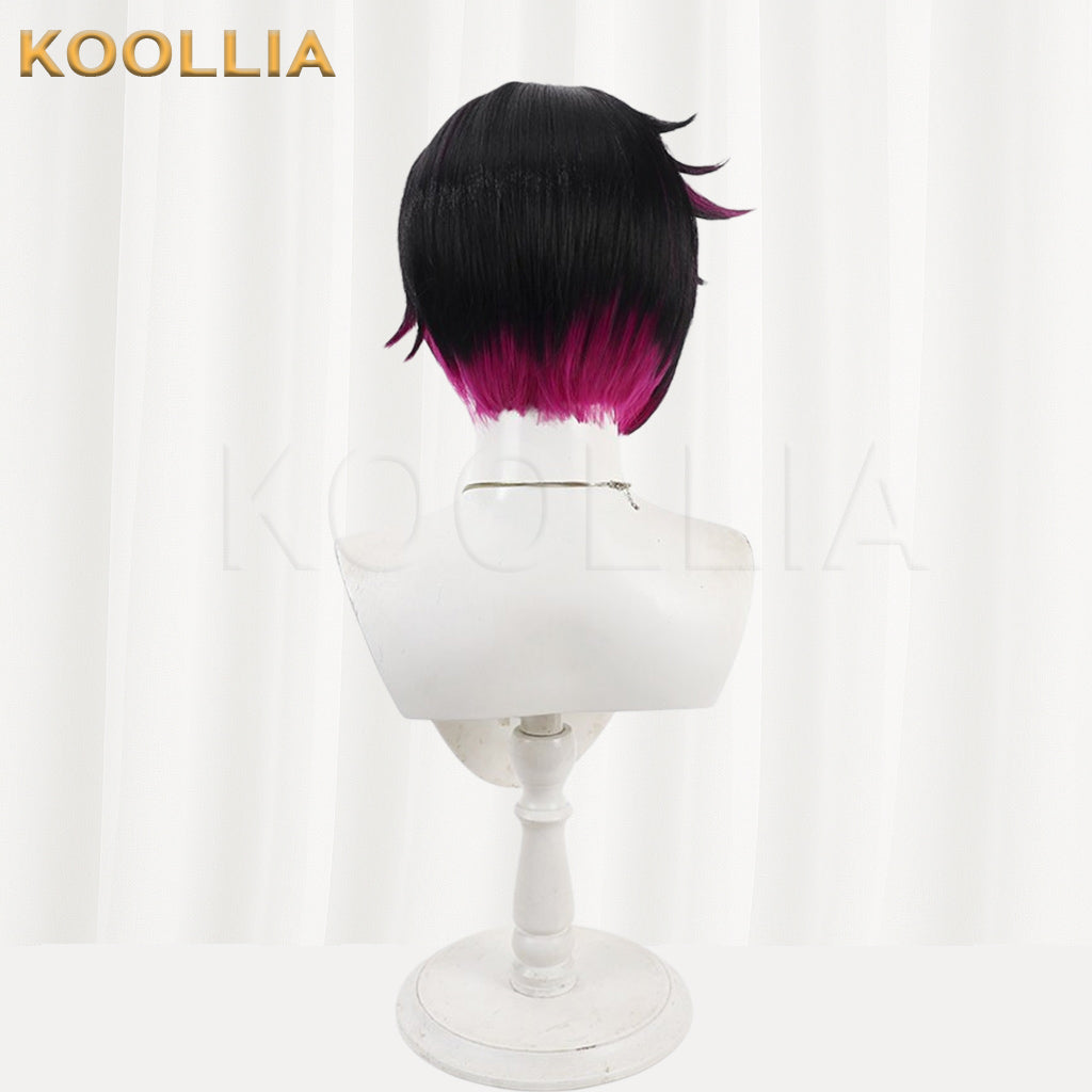 Twisted Wonderland Lilia Vanrouge Wig Black Magenta Short Basic Wig