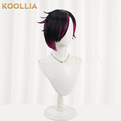 Twisted Wonderland Lilia Vanrouge Wig Black Magenta Short Basic Wig