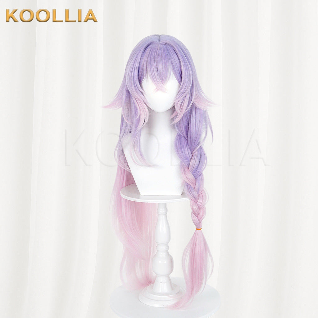 Wuthering Waves Lily Wig Lavender Purple Pink Gradient Single Braid Long Basic Wig