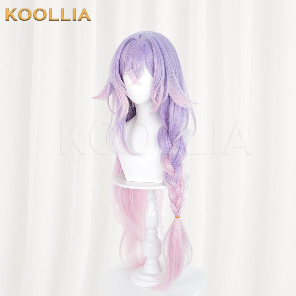 Wuthering Waves Lily Wig Lavender Purple Pink Gradient Single Braid Long Basic Wig
