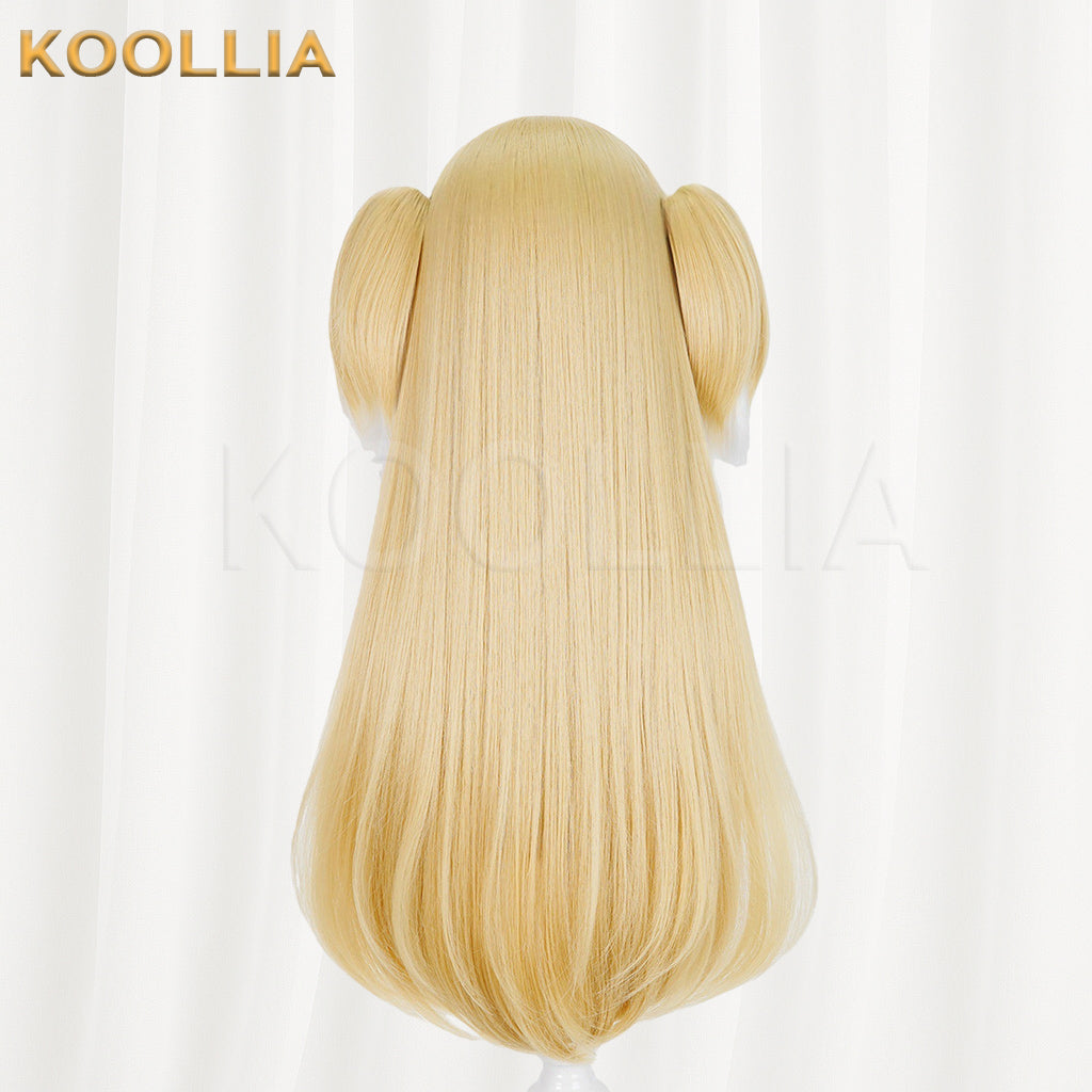Arknights Lin Wig Spring Ode Light Gold Twin High Ponytail Curly Basic Wig