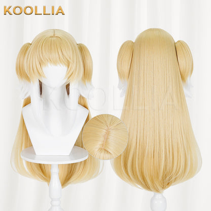Arknights Lin Wig Spring Ode Light Gold Twin High Ponytail Curly Basic Wig
