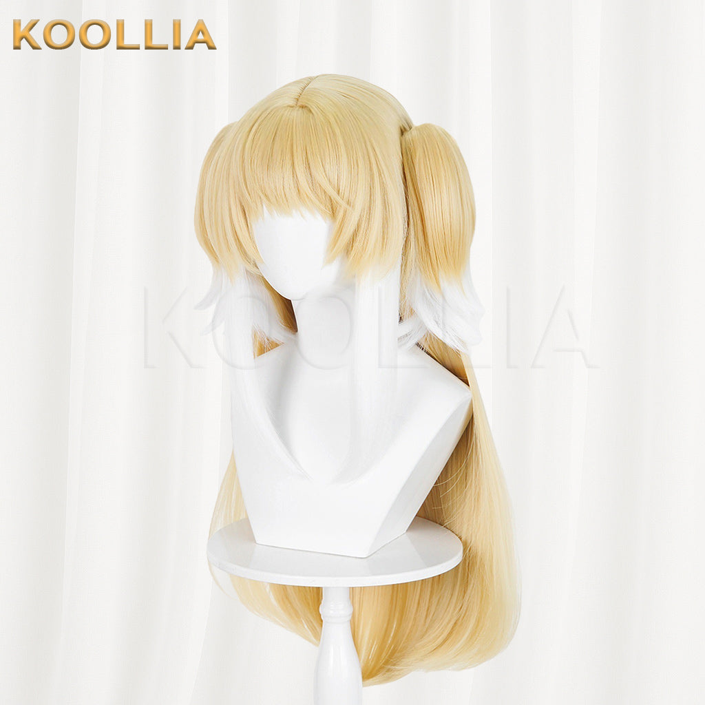 Arknights Lin Wig Spring Ode Light Gold Twin High Ponytail Curly Basic Wig