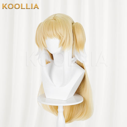 Arknights Lin Wig Spring Ode Light Gold Twin High Ponytail Curly Basic Wig