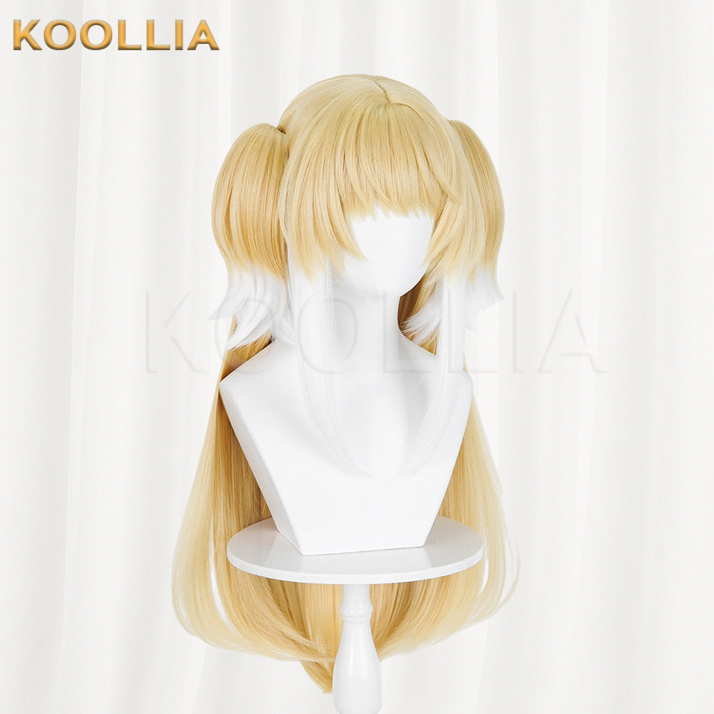 Arknights Lin Wig Spring Ode Light Gold Twin High Ponytail Curly Basic Wig