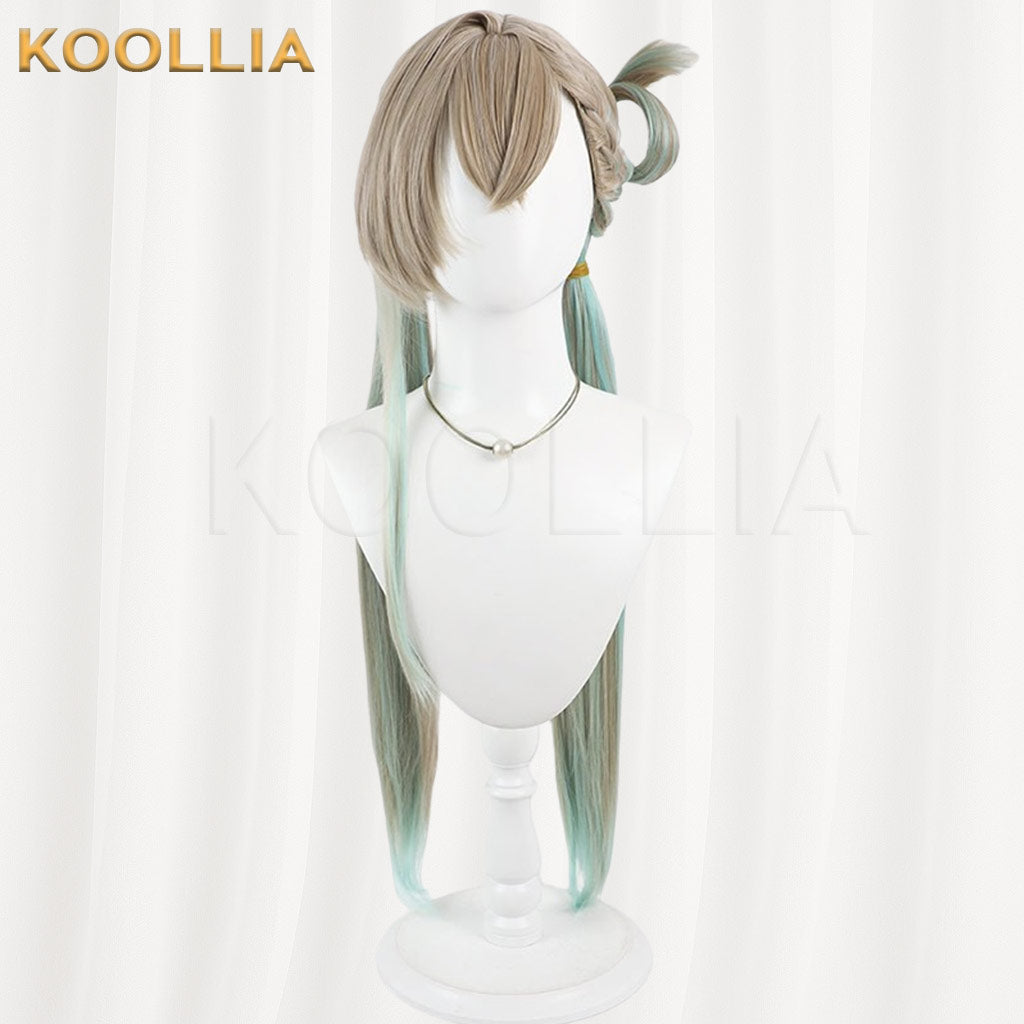 Wuthering Waves Lynae Light Brown Mint Green Gradient Braided Double Ponytail Basic Wig