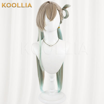 Wuthering Waves Lynae Light Brown Mint Green Gradient Braided Double Ponytail Basic Wig