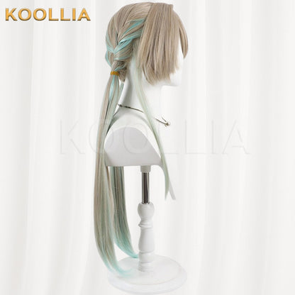 Wuthering Waves Lynae Light Brown Mint Green Gradient Braided Double Ponytail Basic Wig