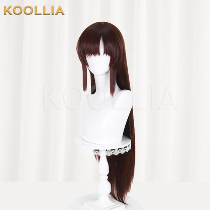 Evangelion Mari Makinami Illustrious Wig Dark Reddish Brown Long Straight Basic Wig
