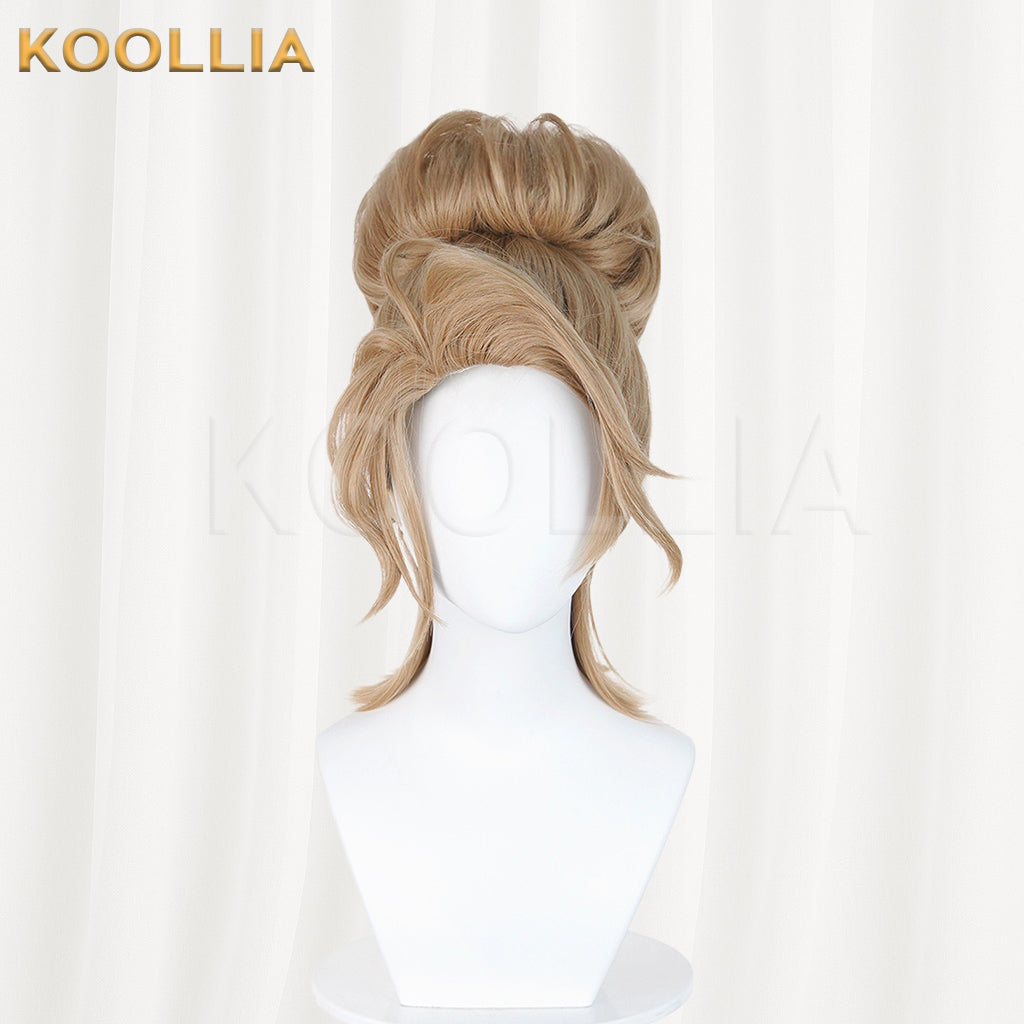 Identity V Mercy SRE Team Light Blonde Wig Pre‑Shaped High Bun Teased Craft Top Basic Wig