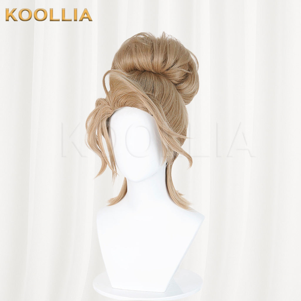Identity V Mercy SRE Team Light Blonde Wig Pre‑Shaped High Bun Teased Craft Top Basic Wig