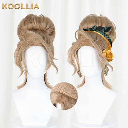 Identity V Mercy SRE Team Light Blonde Wig Pre‑Shaped High Bun Teased Craft Top Basic Wig