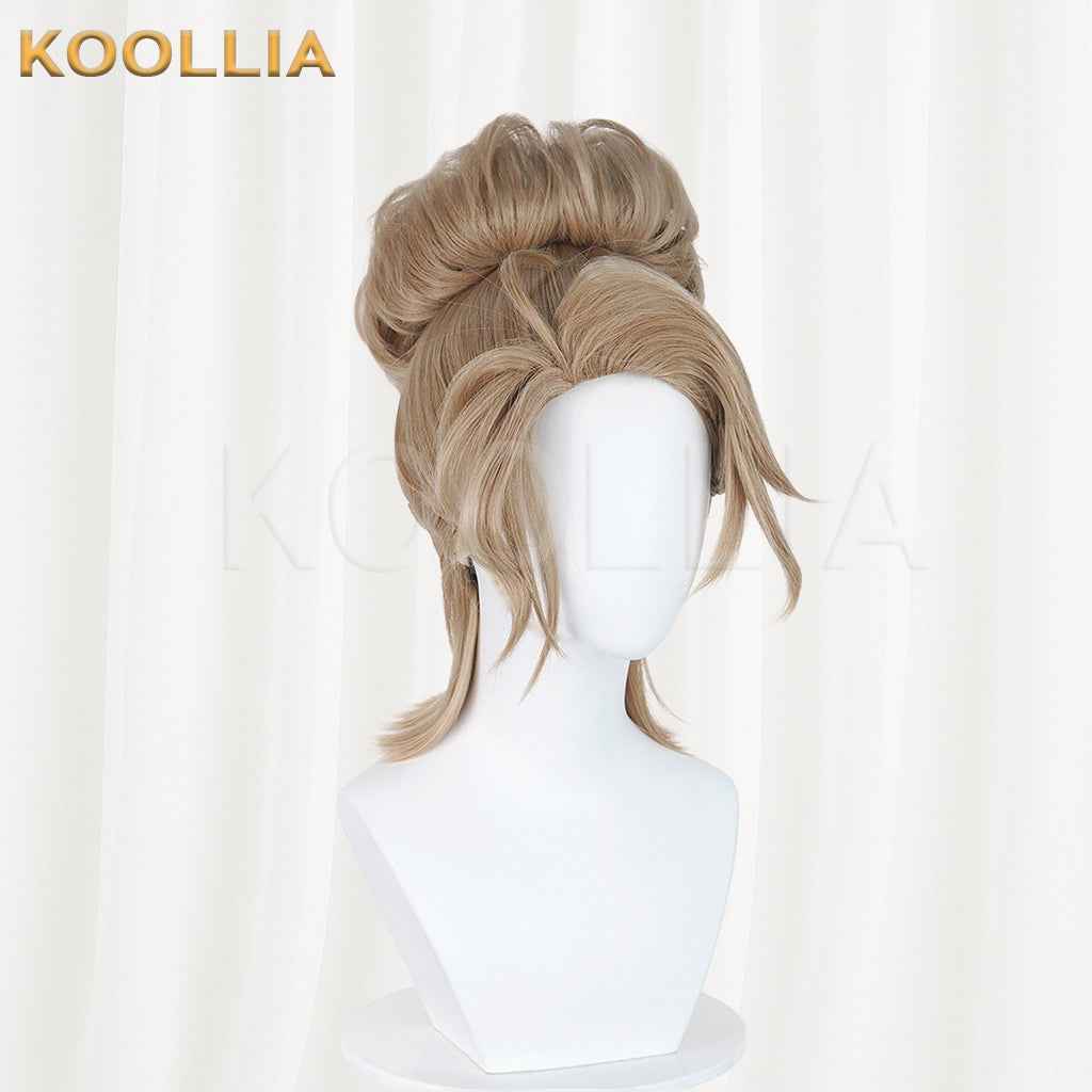 Identity V Mercy SRE Team Light Blonde Wig Pre‑Shaped High Bun Teased Craft Top Basic Wig