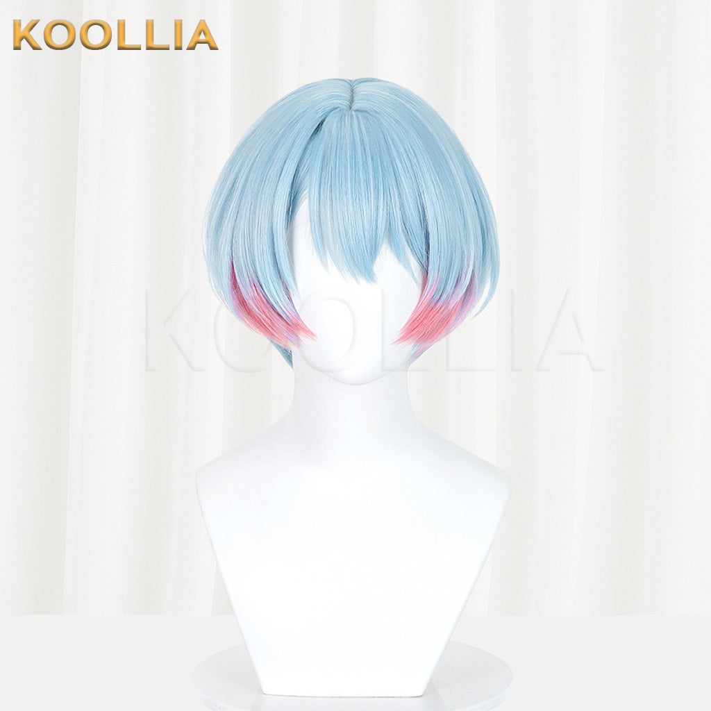 BanG Dream! Minezawa Ritsu Wig Light Ice Blue Pink Gradient Short Bob Basic Wig