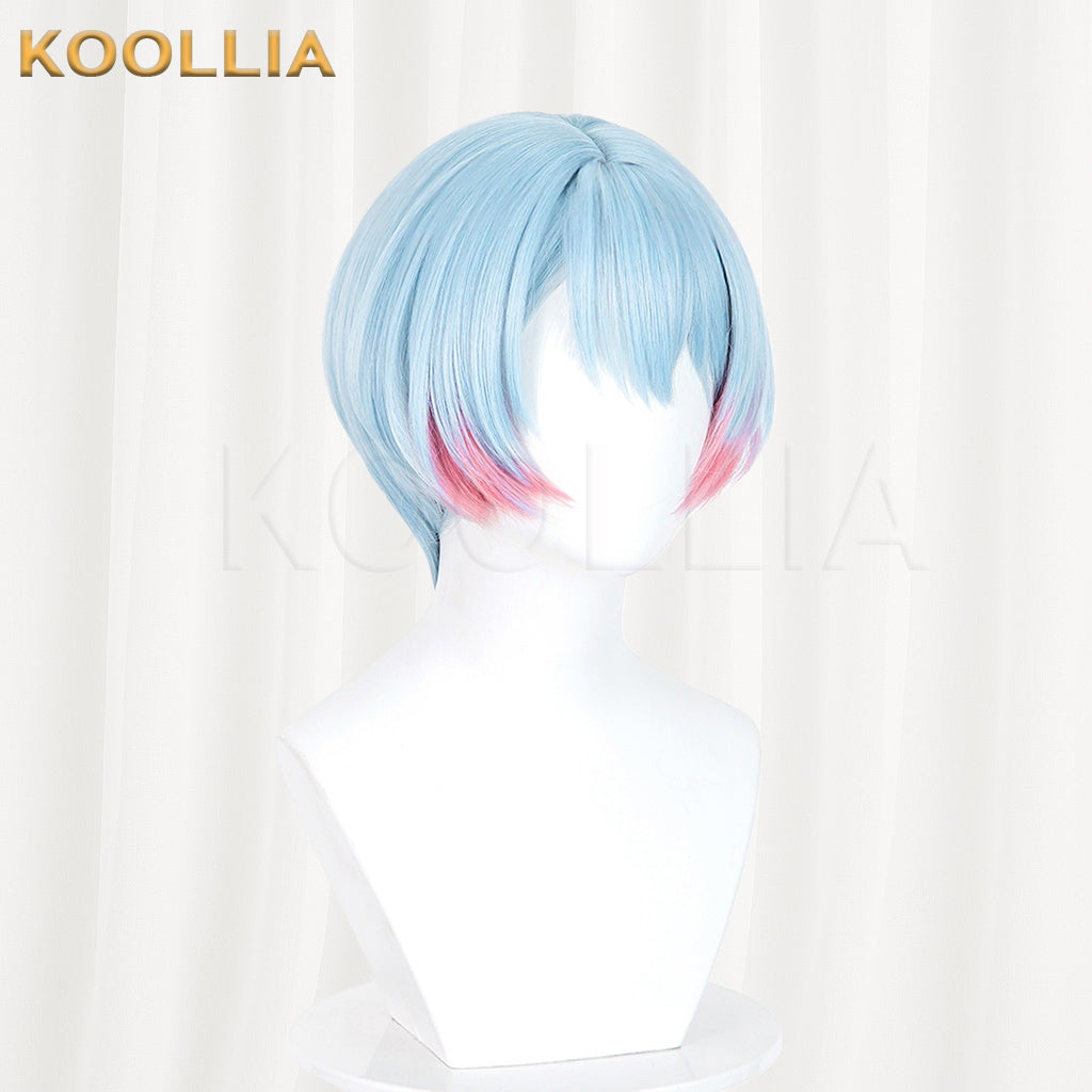 BanG Dream! Minezawa Ritsu Wig Light Ice Blue Pink Gradient Short Bob Basic Wig