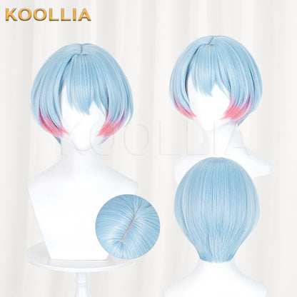 BanG Dream! Minezawa Ritsu Wig Light Ice Blue Pink Gradient Short Bob Basic Wig