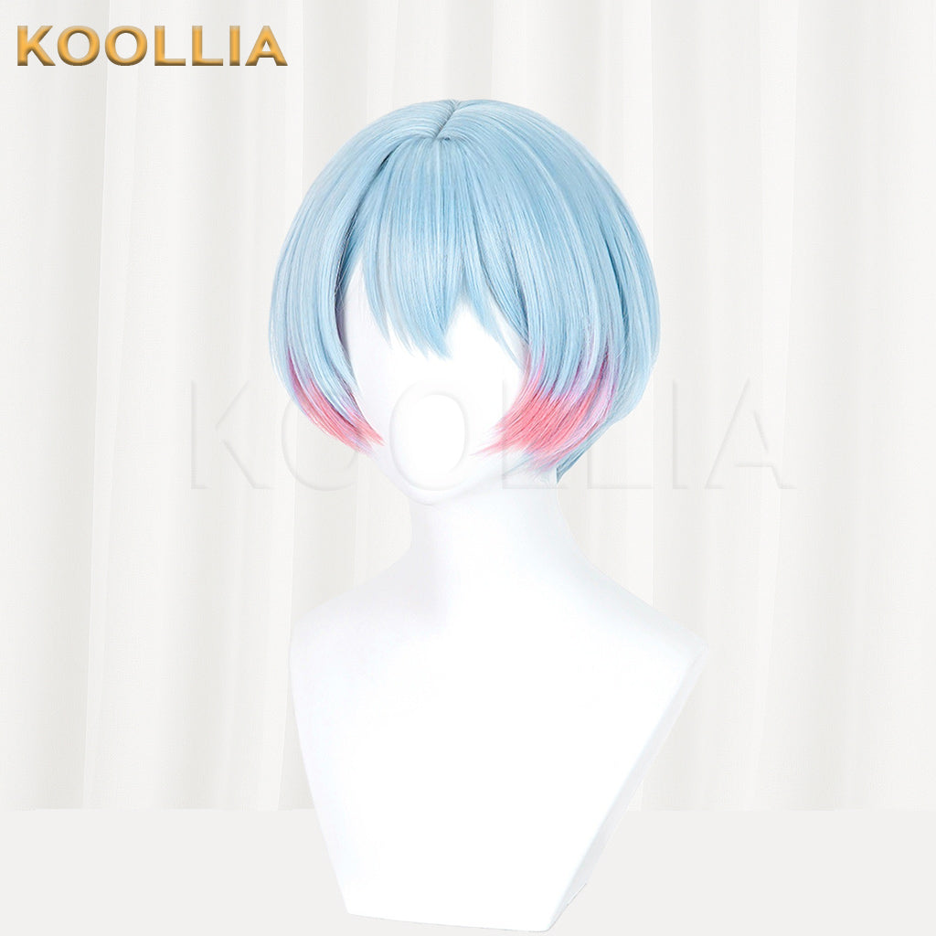 BanG Dream! Minezawa Ritsu Wig Light Ice Blue Pink Gradient Short Bob Basic Wig