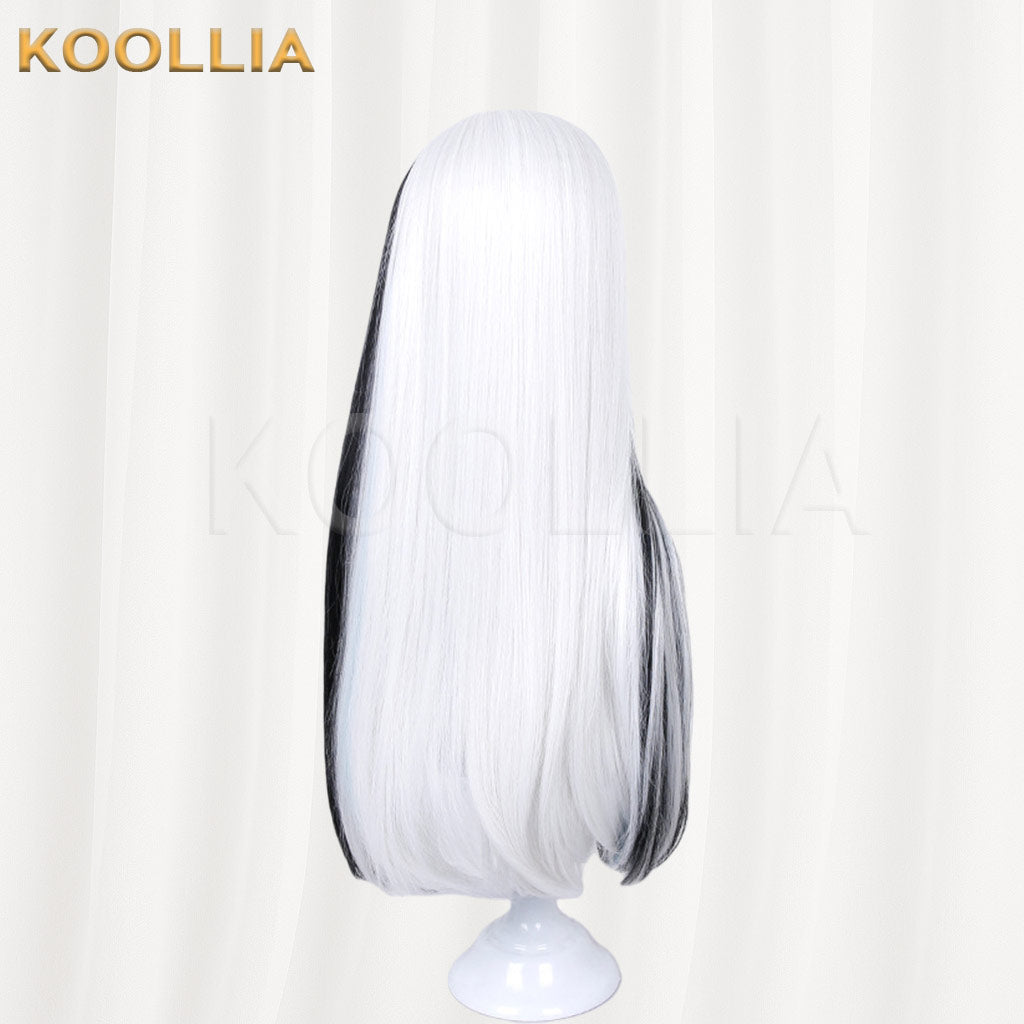 Monster High Frankie Stein Black White Light Blue Long Straight Styled Basic Wig