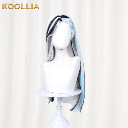 Monster High Frankie Stein Black White Light Blue Long Straight Styled Basic Wig