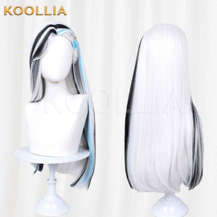 Monster High Frankie Stein Black White Light Blue Long Straight Styled Basic Wig