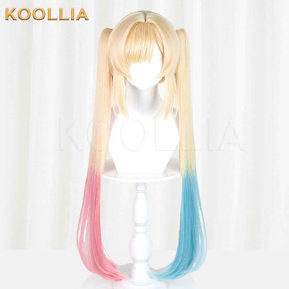 BanG Dream! Nakamachi Arale Blonde Pink Blue Gradient Twin Tails Hair Basic Wig