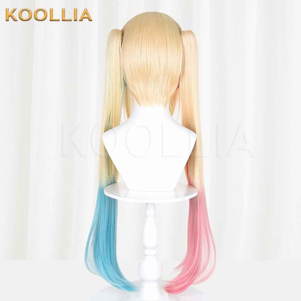BanG Dream! Nakamachi Arale Blonde Pink Blue Gradient Twin Tails Hair Basic Wig