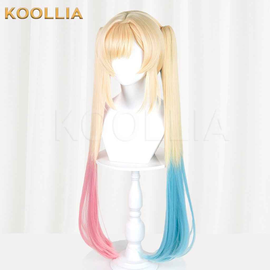 BanG Dream! Nakamachi Arale Blonde Pink Blue Gradient Twin Tails Hair Basic Wig