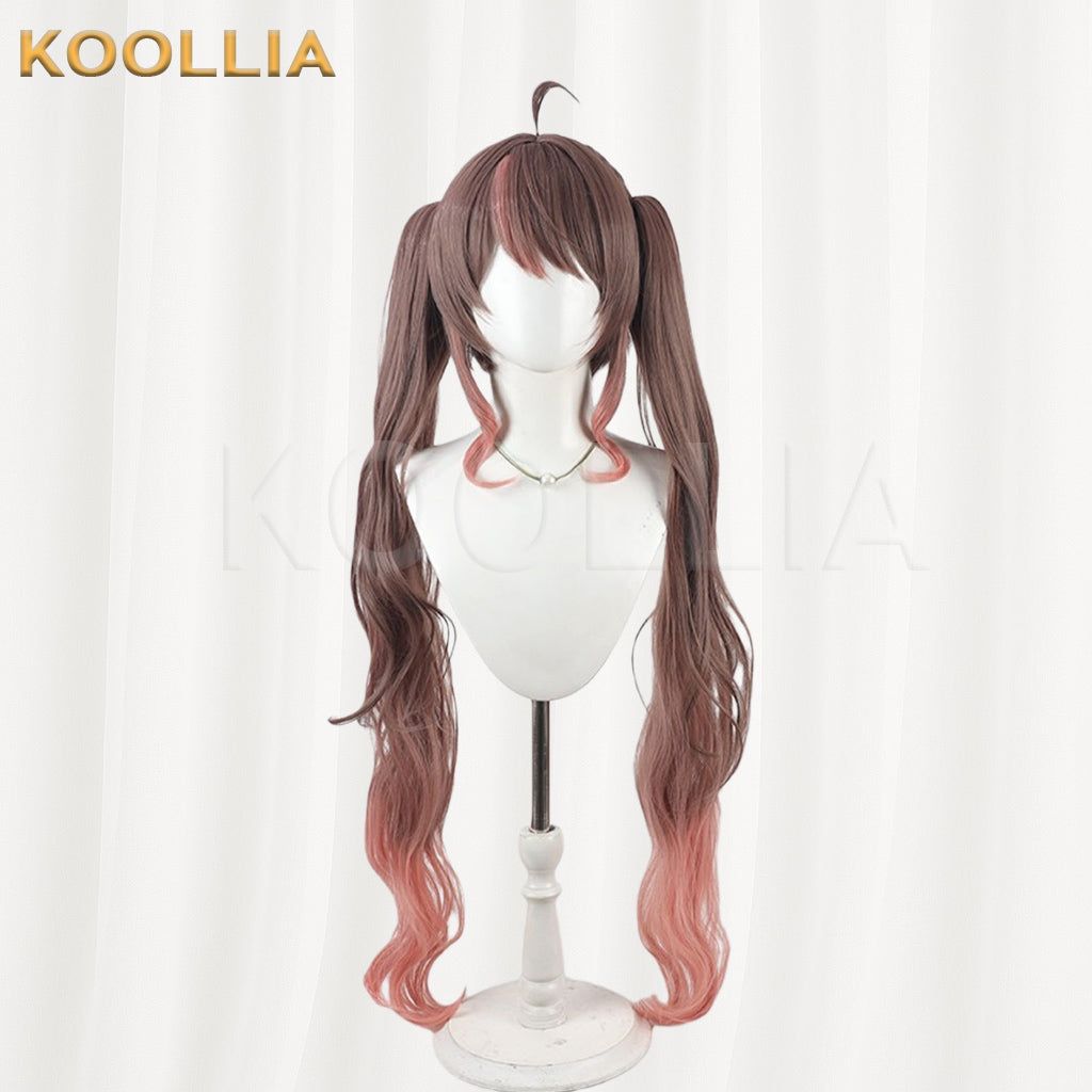 Hololive Natsuiro Matsuri Wig Brown Peach Gradient Double Pigtails Basic Wig