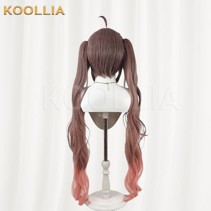 Hololive Natsuiro Matsuri Wig Brown Peach Gradient Double Pigtails Basic Wig