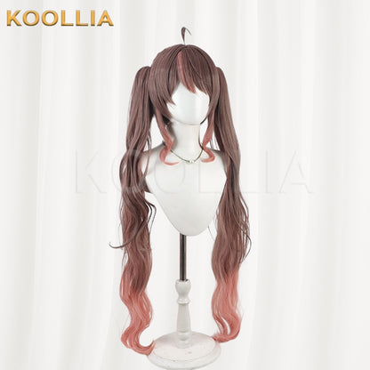 Hololive Natsuiro Matsuri Wig Brown Peach Gradient Double Pigtails Basic Wig