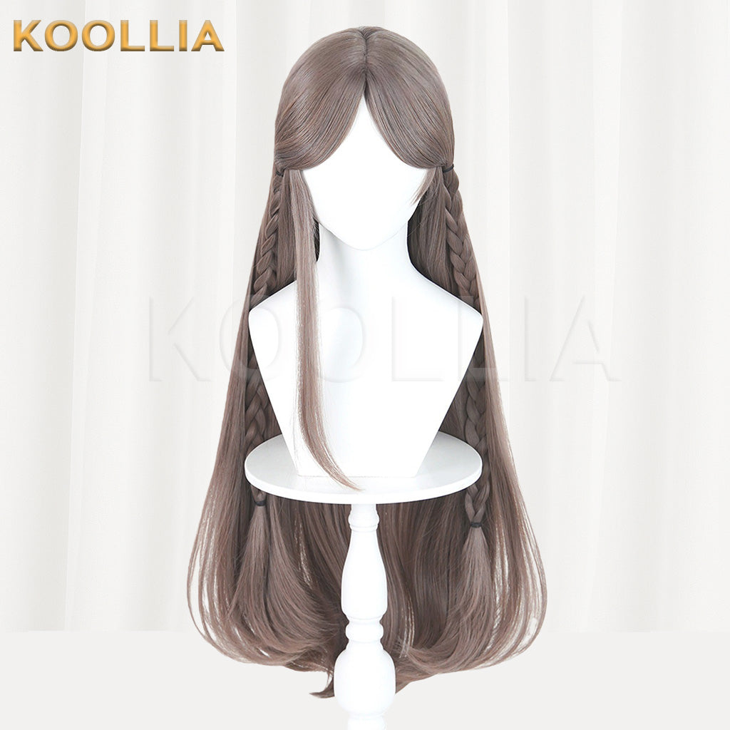 Douluo Continent Ning Rongrong Milk Tea Brown Long Straight Hair With Side Braids Basic Wig