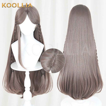 Douluo Continent Ning Rongrong Milk Tea Brown Long Straight Hair With Side Braids Basic Wig