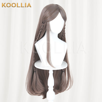 Douluo Continent Ning Rongrong Milk Tea Brown Long Straight Hair With Side Braids Basic Wig