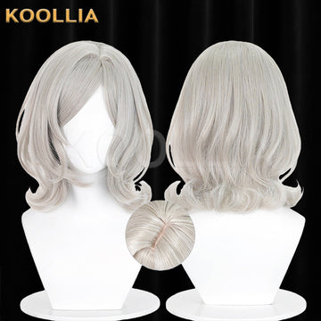 Re:Zero Otto Suwen Wig Light Silver Gray Side Part Short Curly Basic Wig