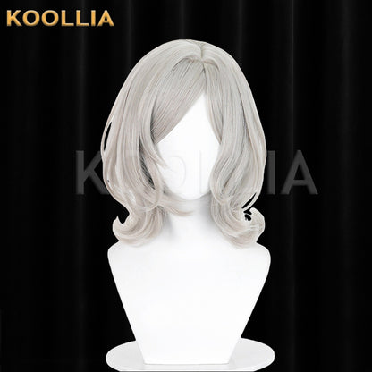 Re:Zero Otto Suwen Wig Light Silver Gray Side Part Short Curly Basic Wig