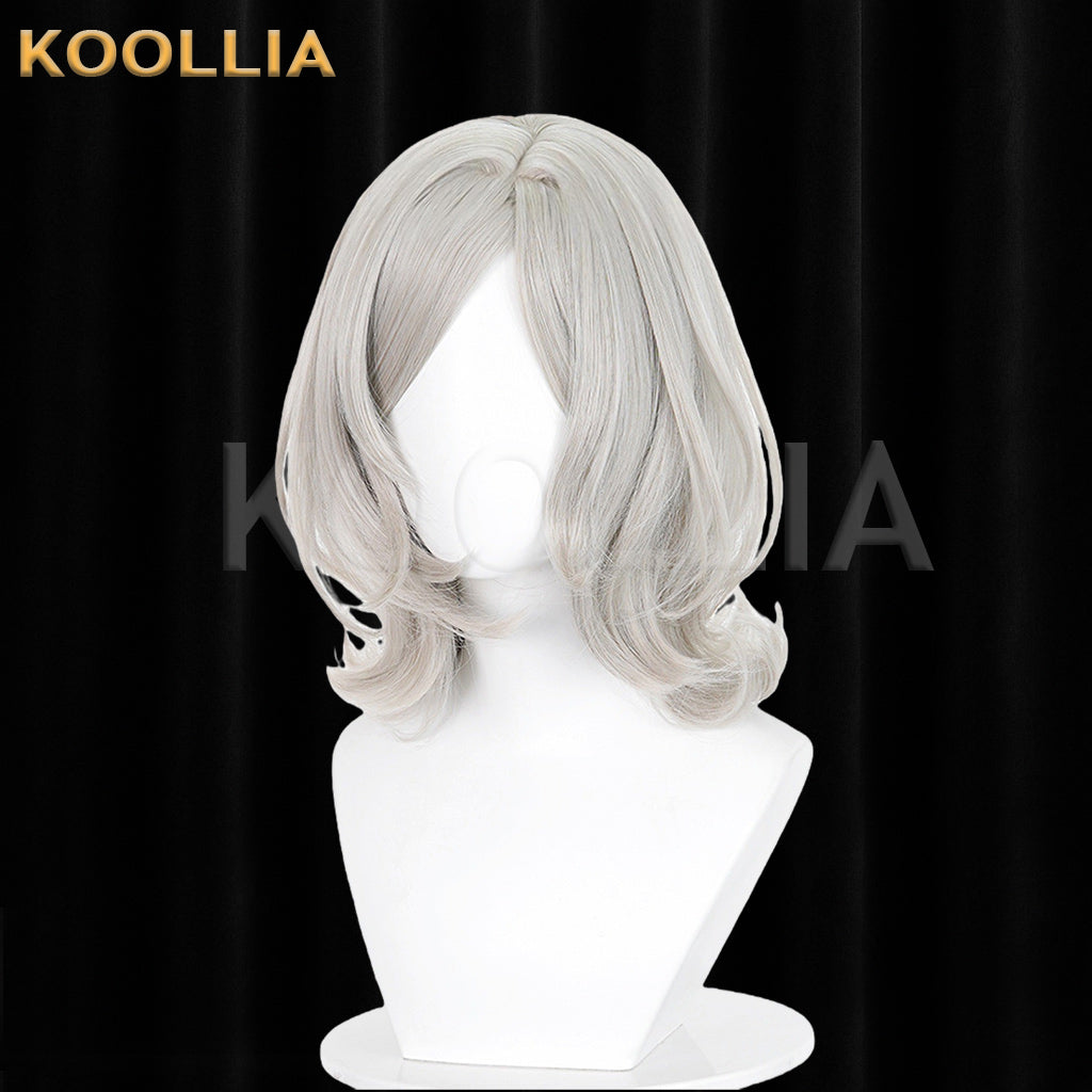 Re:Zero Otto Suwen Wig Light Silver Gray Side Part Short Curly Basic Wig