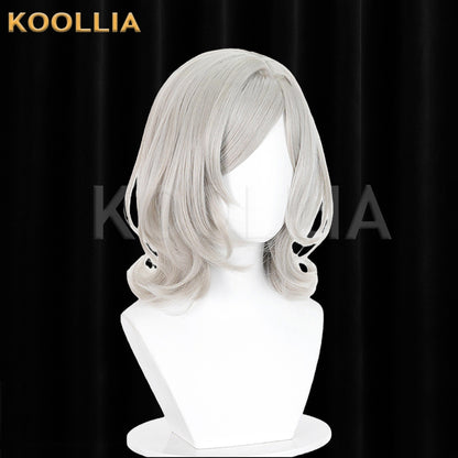 Re:Zero Otto Suwen Wig Light Silver Gray Side Part Short Curly Basic Wig